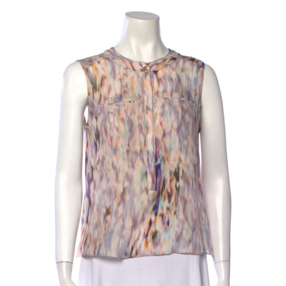 ALC Womens Pink Silk Printed Sleeveless Button Front Patterned Blouse Top Sz XS